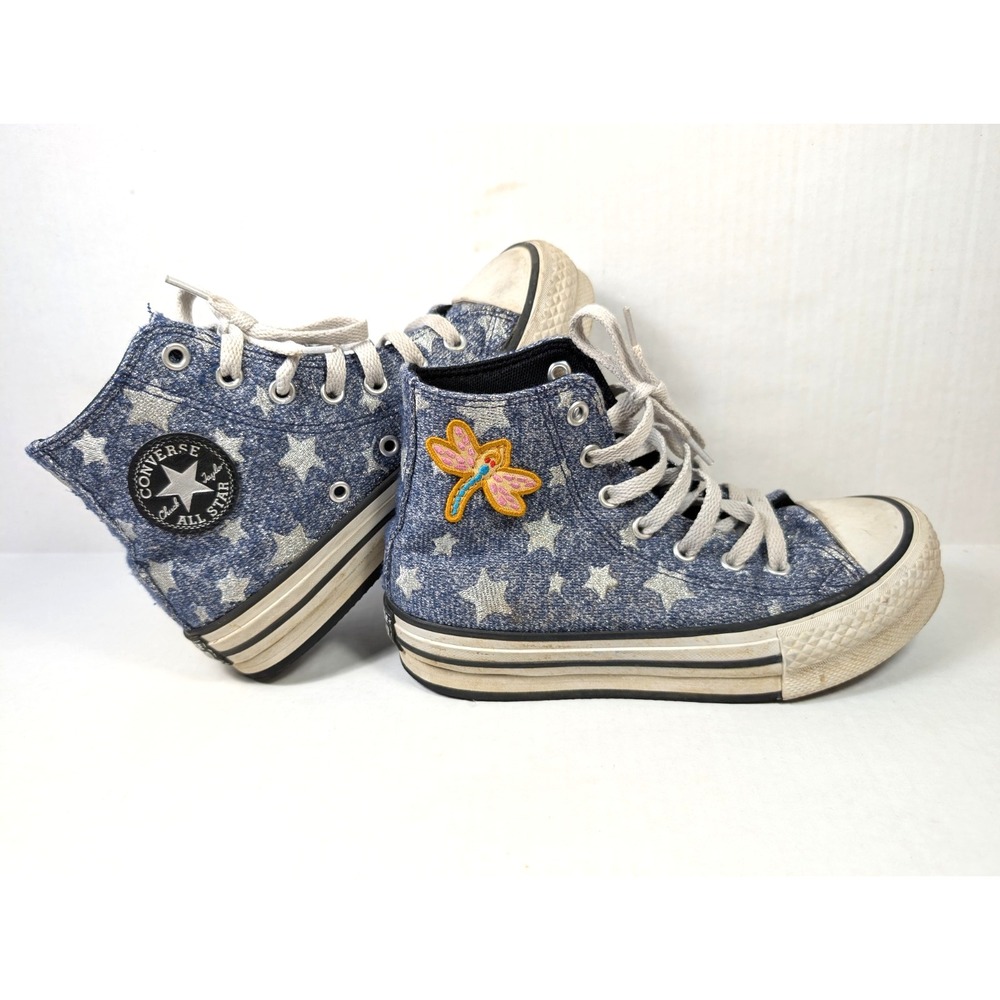 Converse x Laika Coraline Shoes Girls Size 2 Silver Stars Fresh Blueberry Blackb